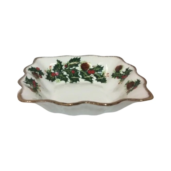 Queens Rosina Fine Bone China Yuletide 5" Bon Bon Trinket Square Scalloped Dish - Picture 5 of 8